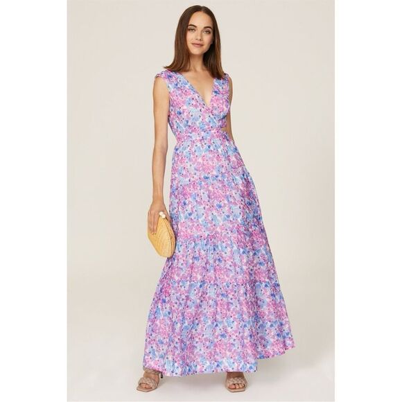 Nicholas Women's Floral Orchid Pink Maxi Dress Size 8 - Picture 2 of 11